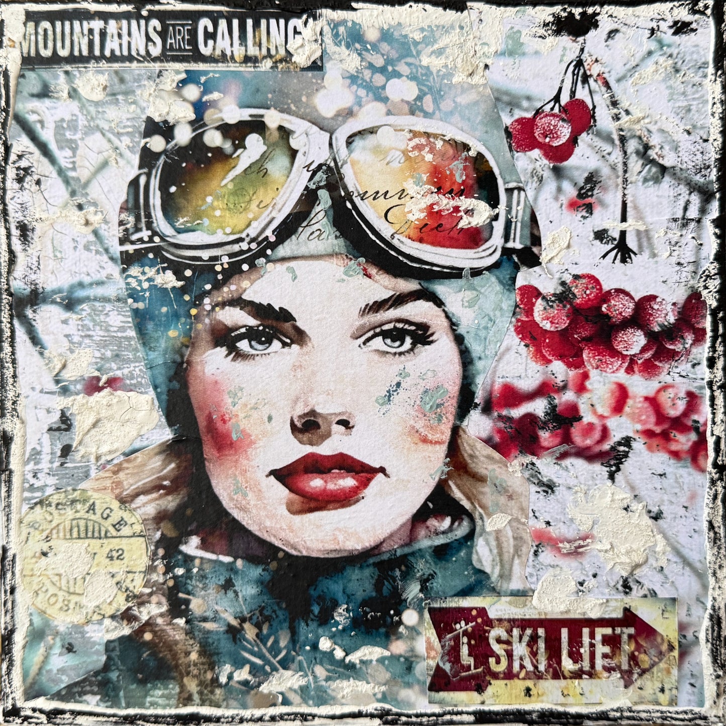 Prints für Ski-Vintage Collagen