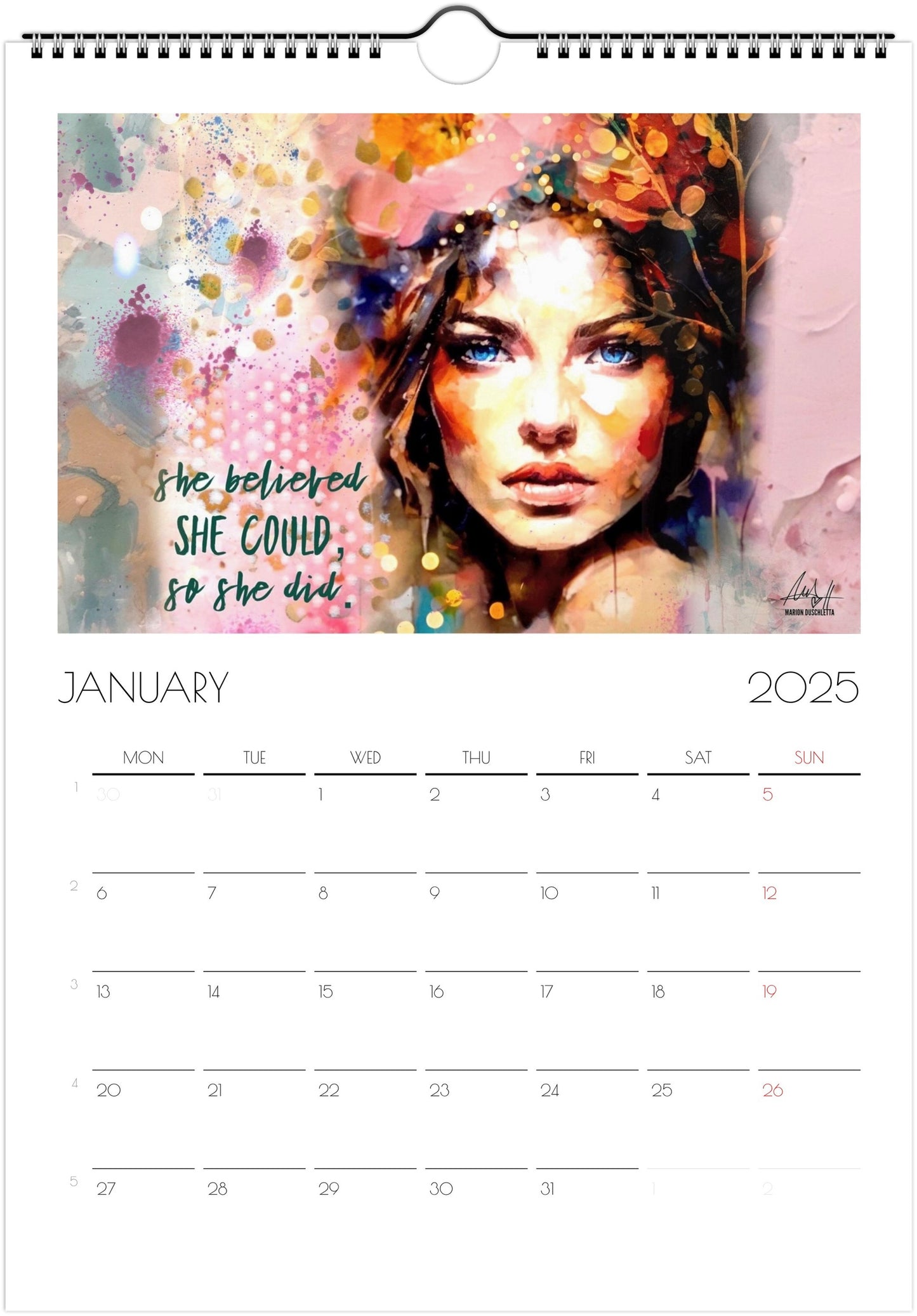 Wandkalender 2025 mit Power-Zitaten - Englische Version