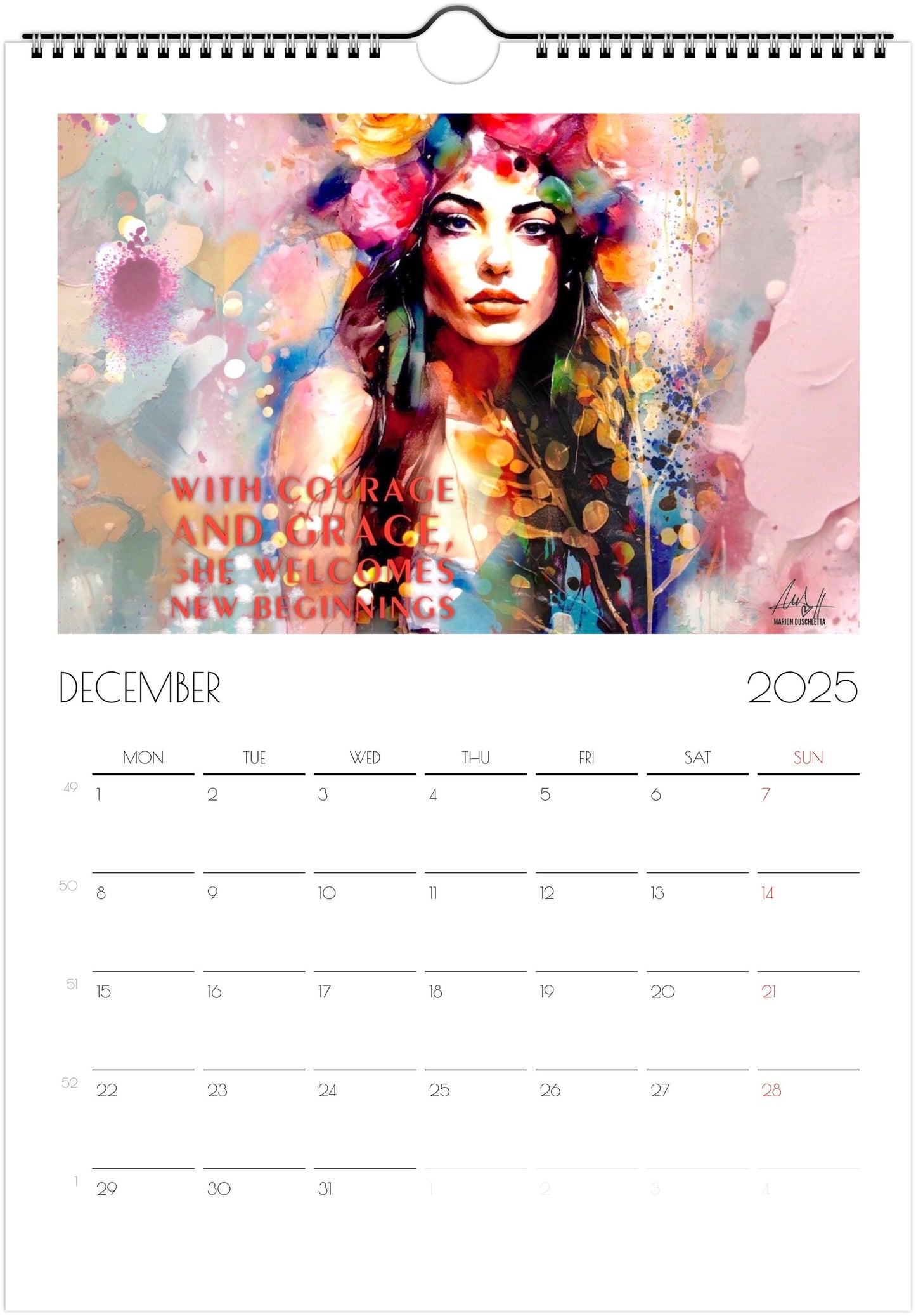 Wandkalender 2025 mit Power-Zitaten - Englische Version