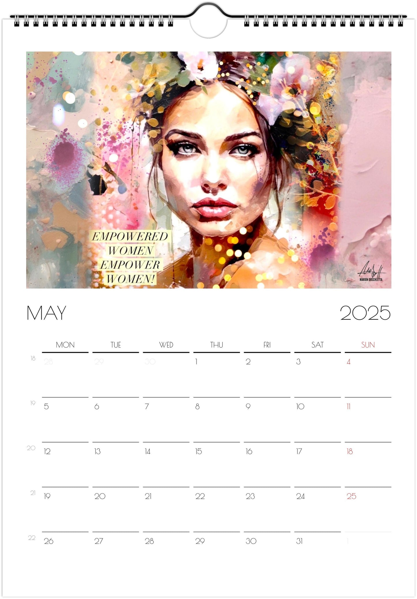 Wandkalender 2025 mit Power-Zitaten - Englische Version