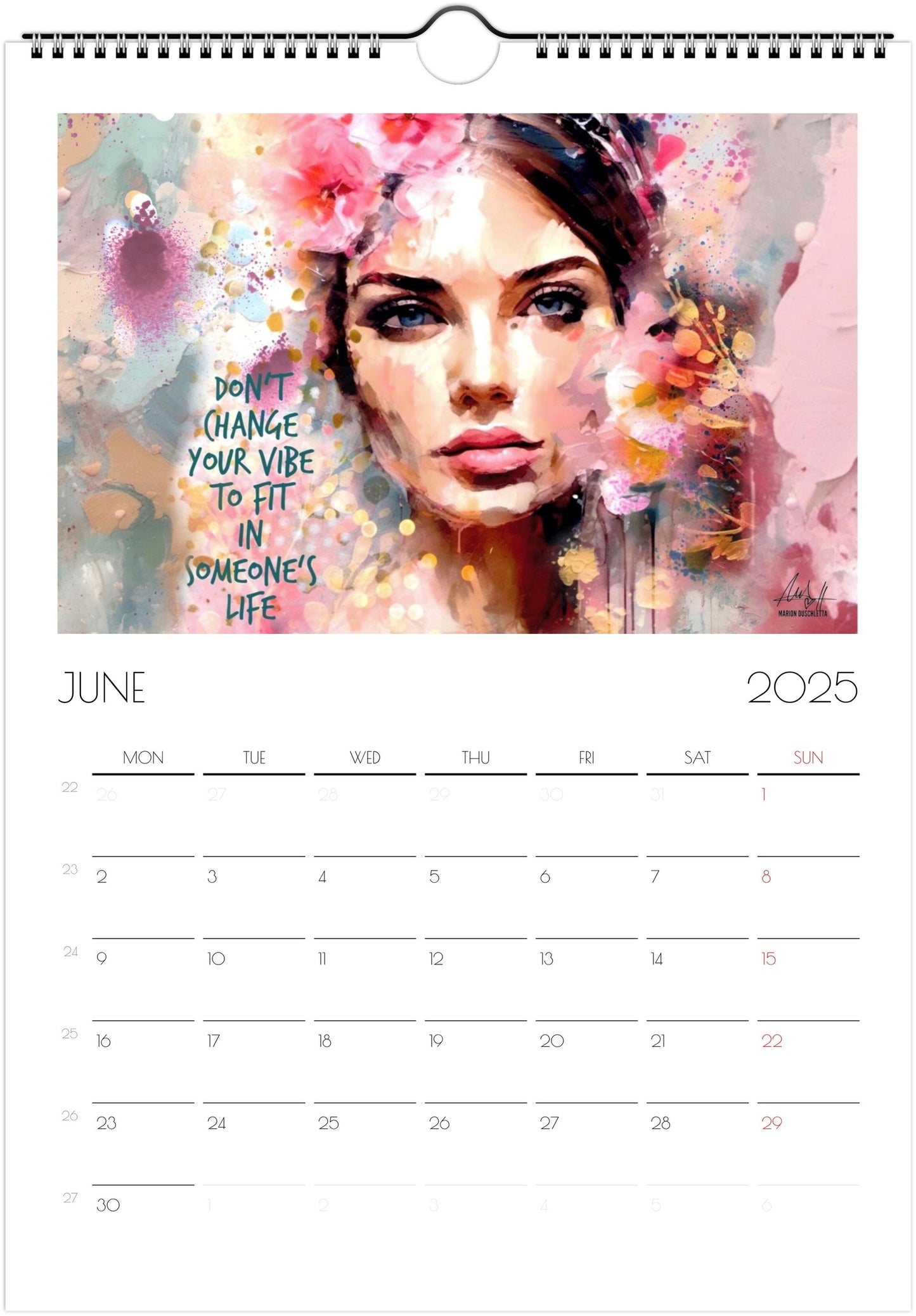 Wandkalender 2025 mit Power-Zitaten - Englische Version